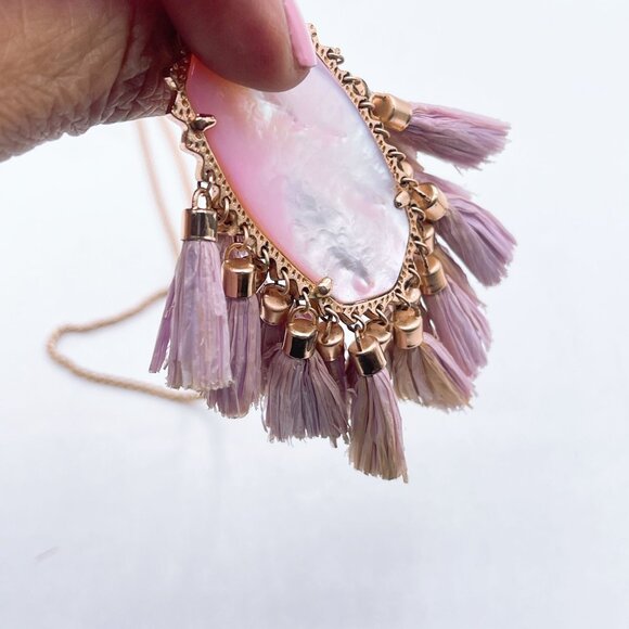 Kendra Scott Betsy Pink Shell Pendant Necklace With Lavender Tassels & Rose Gold - Picture 5 of 7